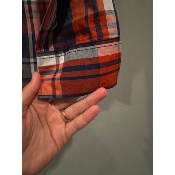 Urban Pipeline Red Blue Checked Button Up Dress Shirt Boys Size Large - Picture 3 of 8